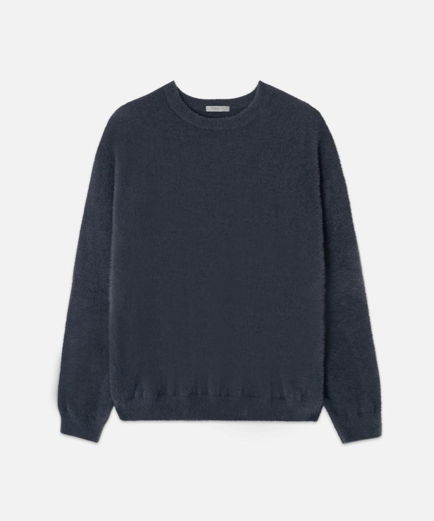 DRAW FIT Round Brushed Hairy Pullover Knit [Blue Grey]