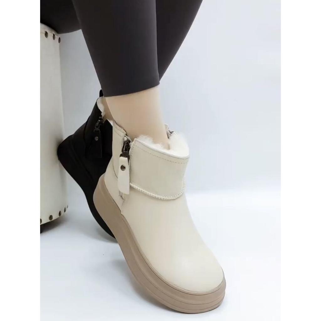 White Snow Boots Women's Fleece Thickened Non-slip Short Boots 2025 Winter New Super Cold Resistant Warm Northeast Cotton Shoes