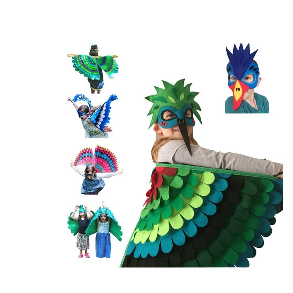 

Детский костюм животного с птицами из фетра и крыльями, забавные детские костюмы для косплея на Хэллоуин, бабочка