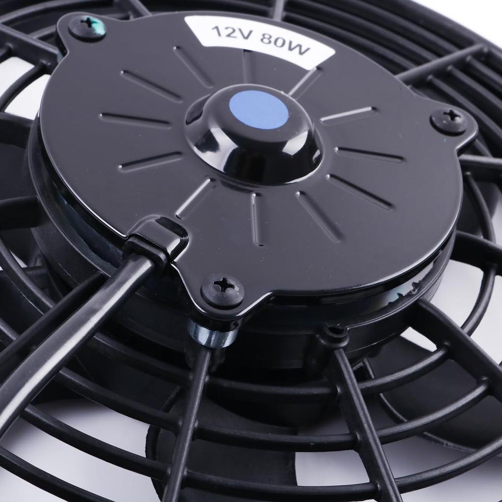 ZAP Performance 10-inch Engine Cooling Fan, Electric Radiator, Universal Slim Push-Pull Cooling Fan, Engine Kit, 12V, 80W Power, Universal, Black, wit