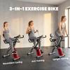 3-In-1 Folding Exercise Bike with Resistance Bands, Bluetooth App, 8-Level Magnetic Resistance, LCD Display, Red