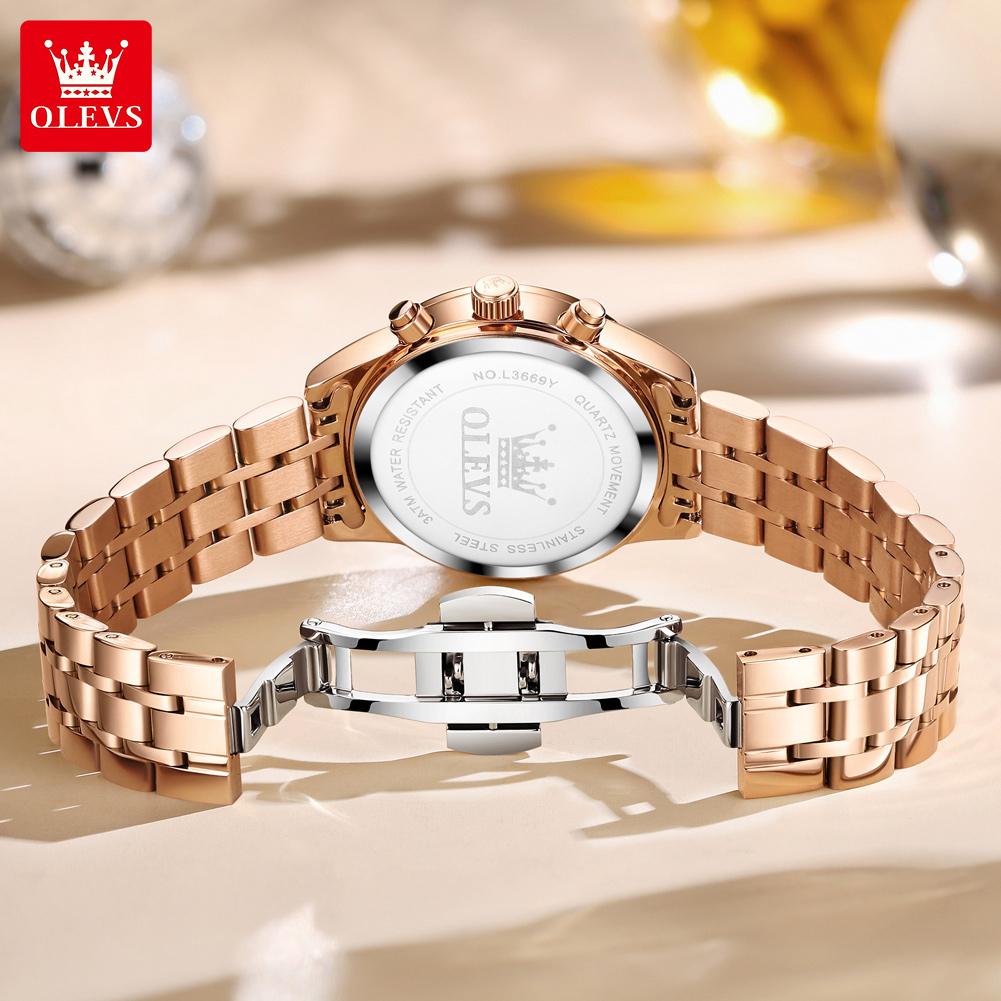 New Business Womens Watches Luxury Leather Chronograph Quartz Watch for Ladies Fashion Wristwatch Relogio Mujer
