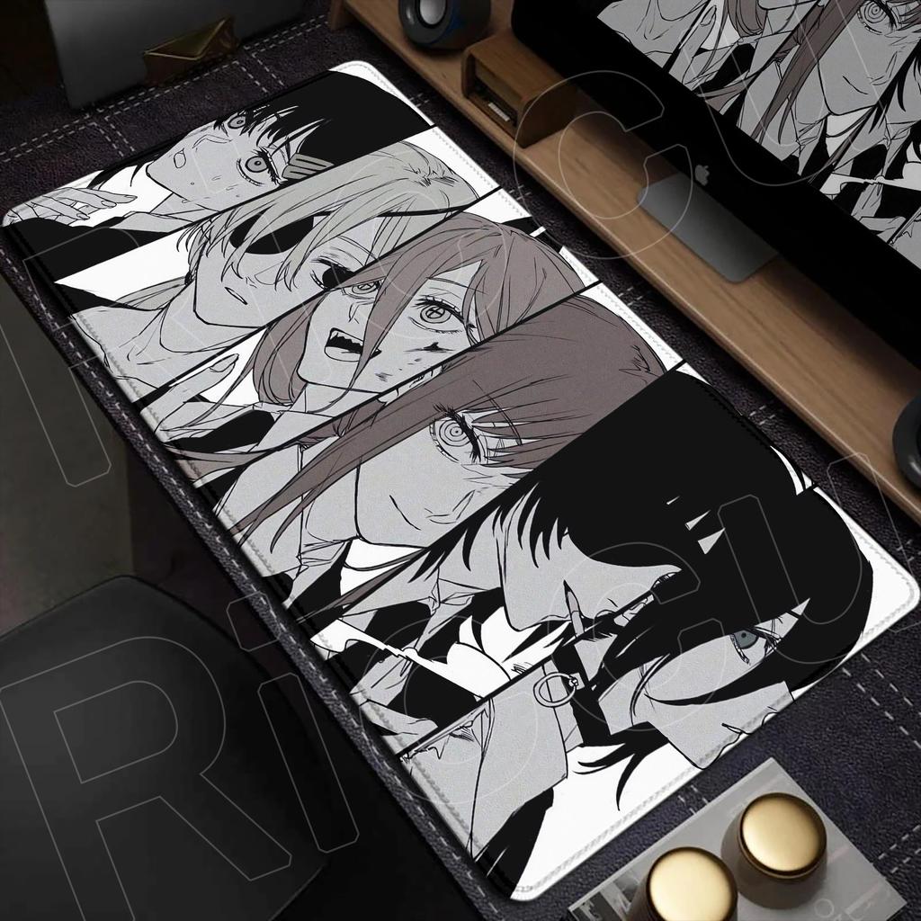 Kawaii Anime Girls Reze Mousepad XXL Laptop Gamer Non-slip Desk Mat 900x400mm Comic Style Chainsaw Man Office Speed Keyboard Pad