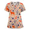 Quick-Drying Printed T-Shirt Short-Sleeved V-Neck Dental Oral Hand Wash Clothes Beauty Salon Pet Hospital Doctor Nurse Overalls