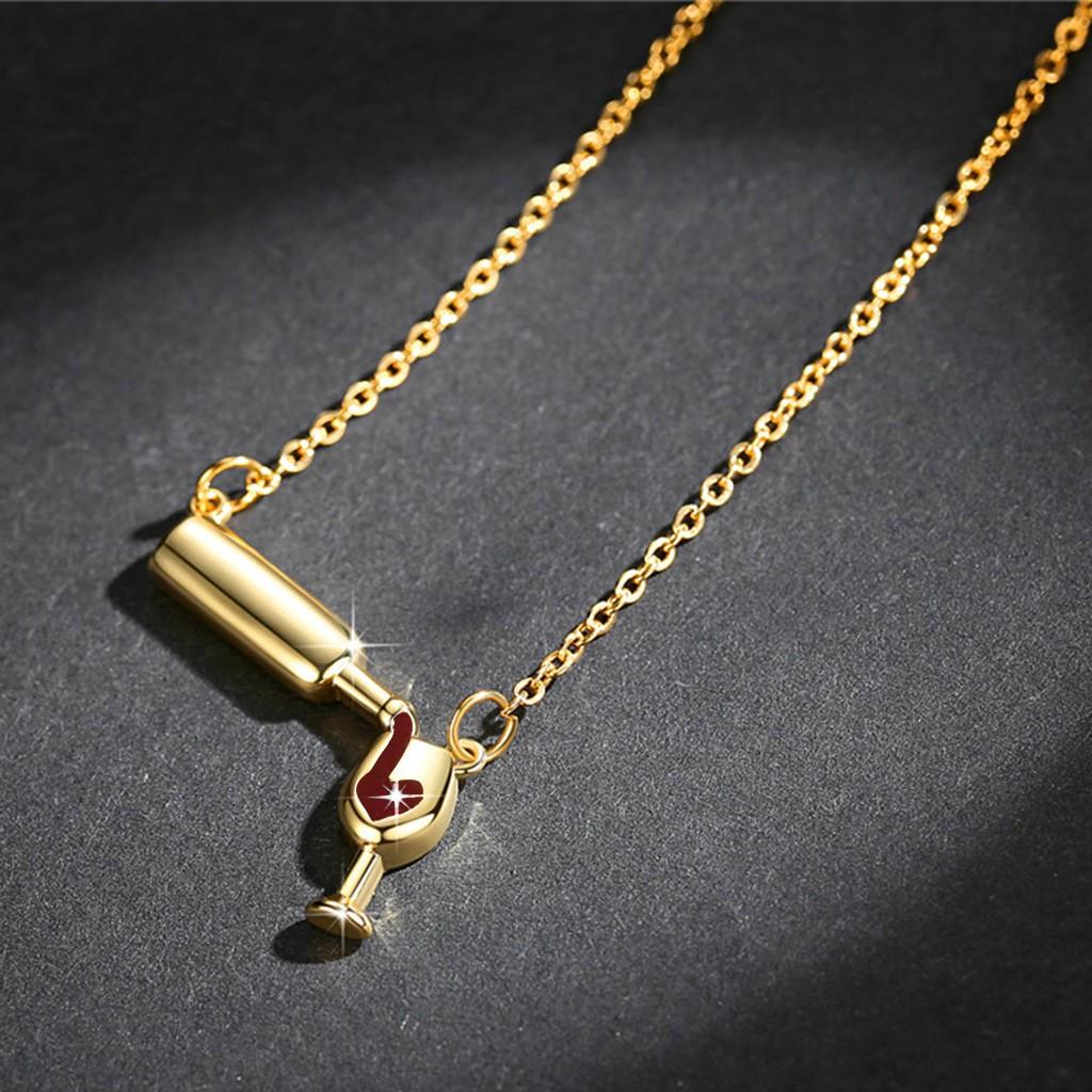 Ramidos Wine Necklace Love Wine Cheers Red Enamel Heart Pendant Necklace Jewelry Gift