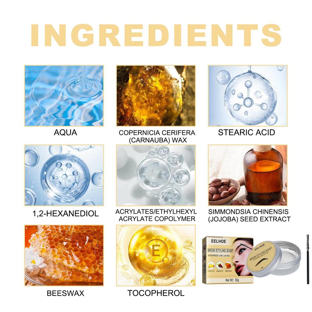 EELHOE Eyebrow Styling Paste-3D Shaping with Colorless, Transparent Formula for Lasting, Natural-looking Eyebrows