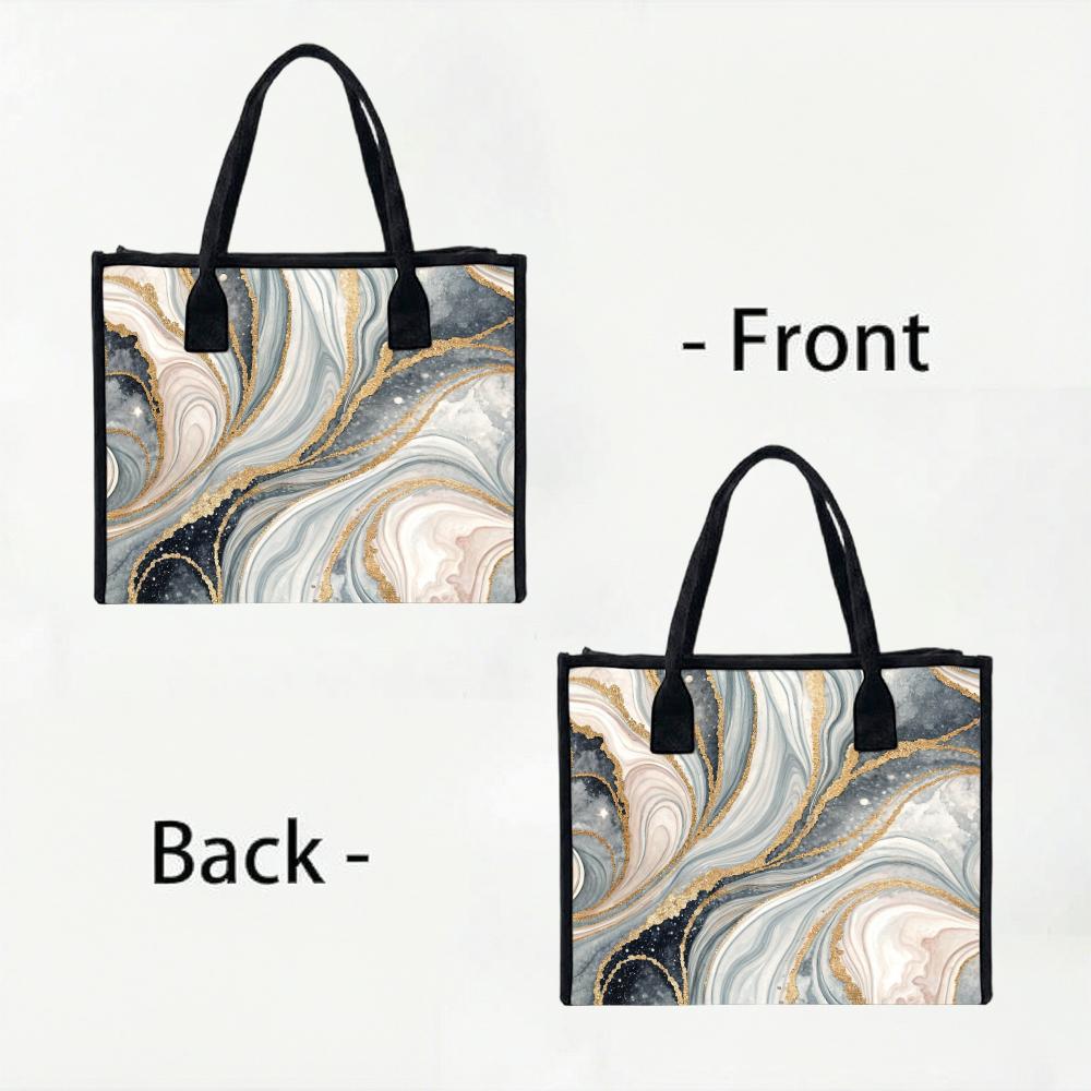 Marble Pattern Tote Bag Elegant Handbag for Daily Use Fashion