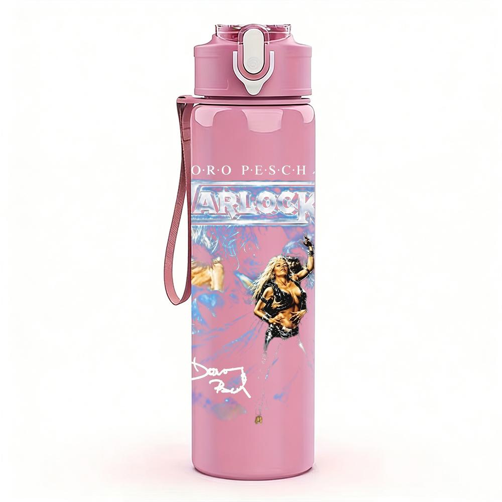 1PC Snow mountain frozen landscape print 750ml colorful plastic sports water bottle leakproof pop up lid with straw for outdoor work home use