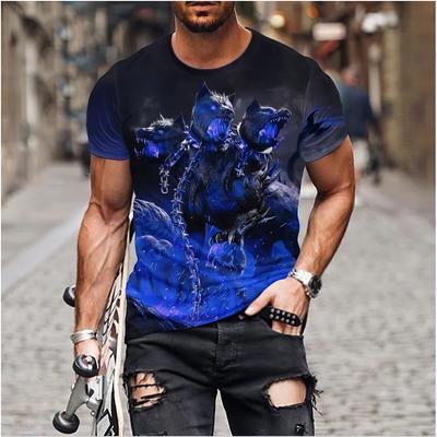 Kaplan Mücadele Hayvan Beast Şiddetli Aslan/leopar Baskı 3D T-shirt erkek Kısa Kollu Üstleri Büyük Boy Tees Gömlek Erkekler Tasarım Giysileri