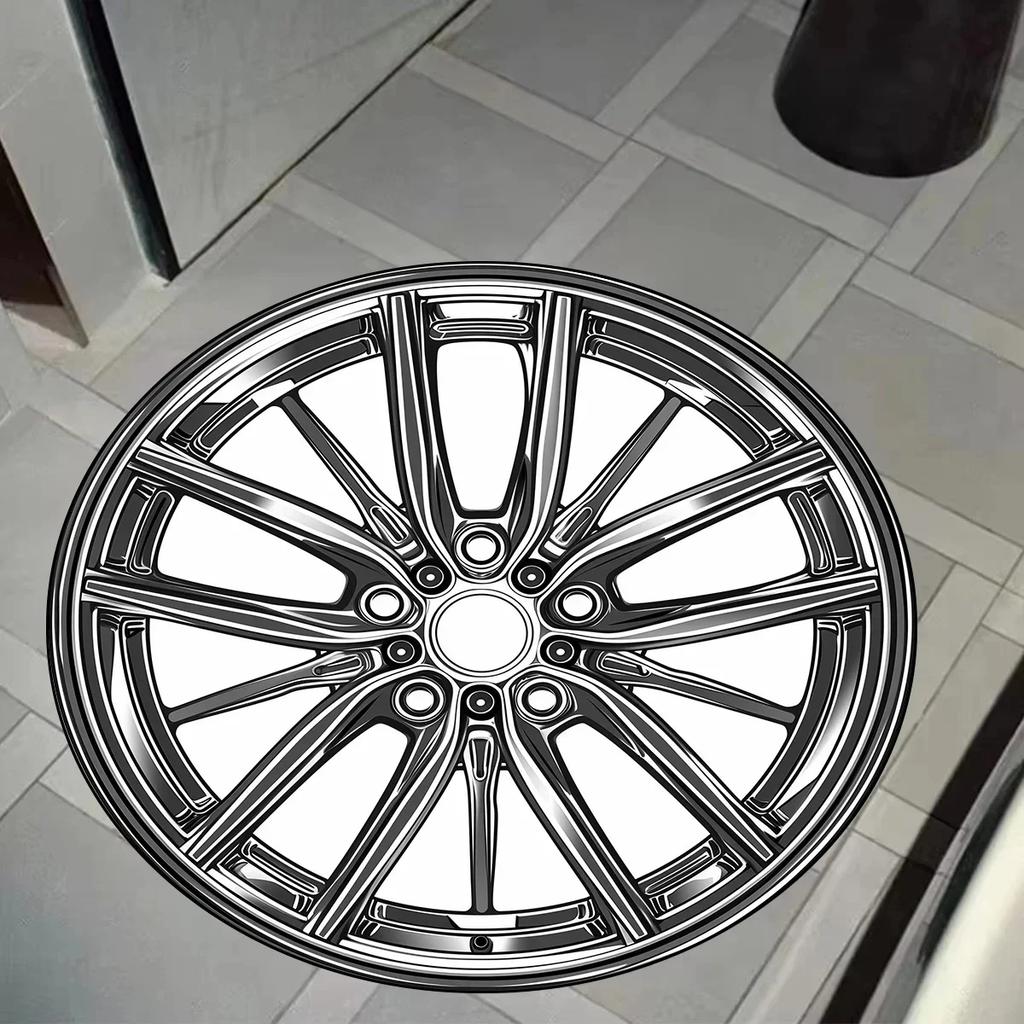 Innovative Tire-Shaped Floor Mat Anti-Slip Large Round Carpet for Car Enthusiasts Perfect Rug for Boys' Bedroom Home Decor