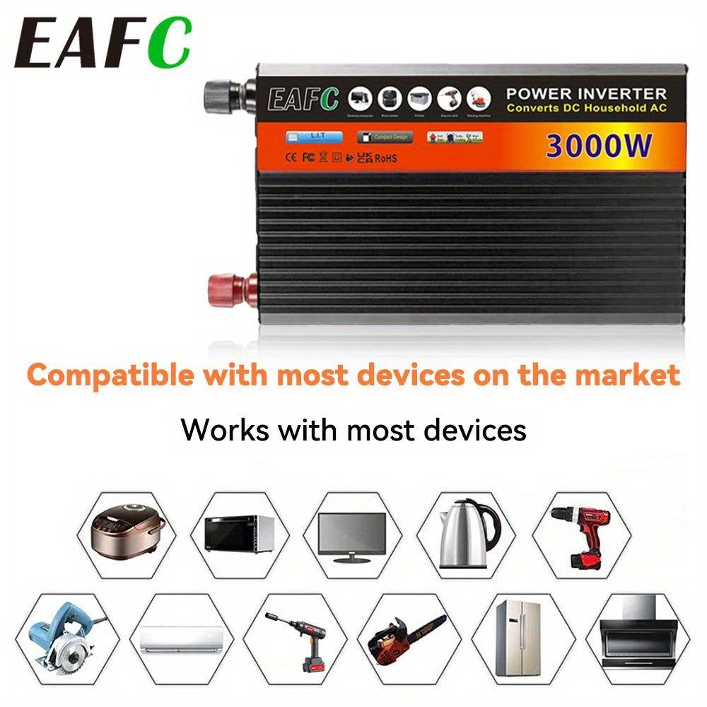 EAFC Neues Upgrade Hochleistungs-Wechselrichter 3000W Spitzenleistung 12V DC auf 220V-240V AC Konverter, mit eingebautem 5V/ 2.1A USB