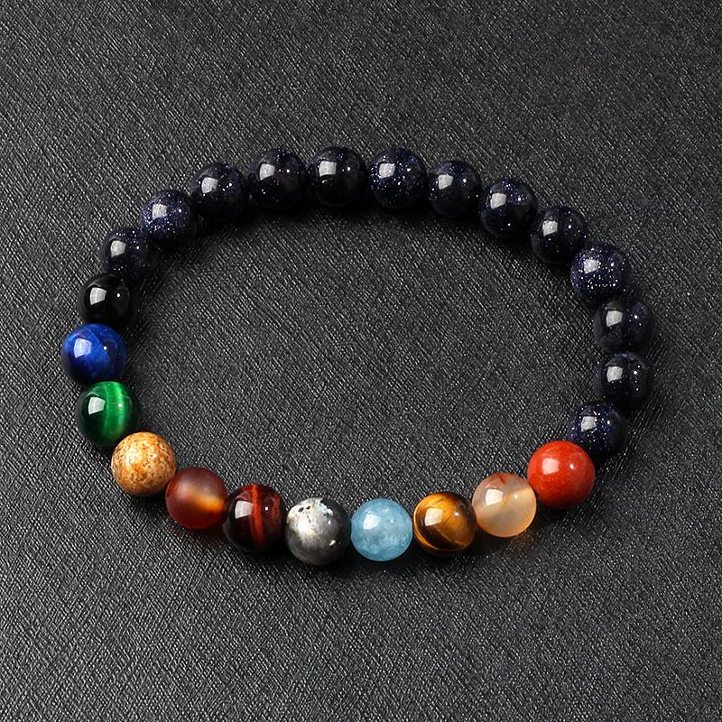 Universe Galaxy Eight Planets Bracelets Solar System Guardian Star Natural Stone Beads Bangles for Women Jewelry Drop Shipping