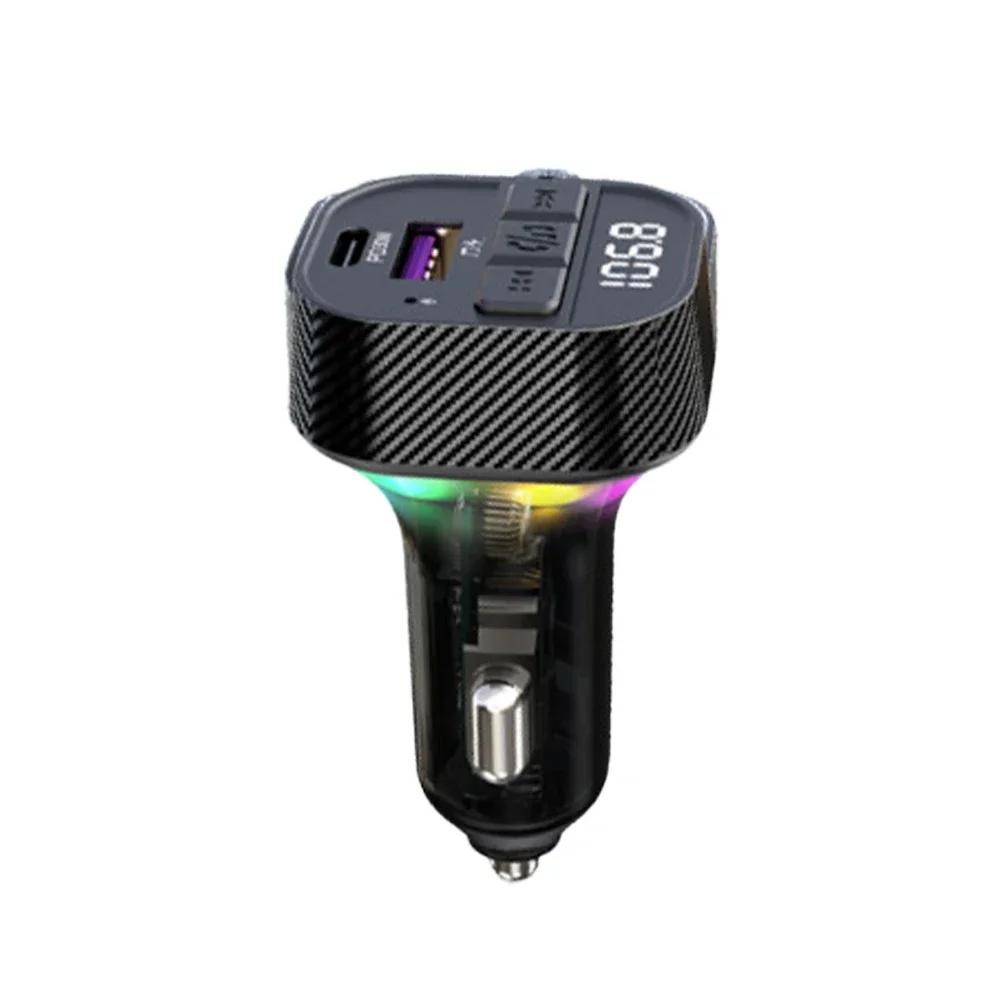 

PD 30W Fast Charging Car Charger With Ambient Light Handsfree Bluetooth Player With USB Flash Disk Reading Car BT FM Transmitter