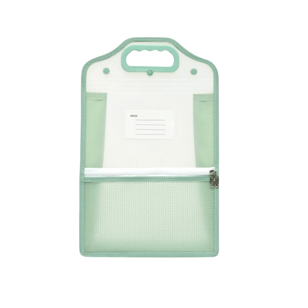 

Large Capacity Large Opening File Bag Transparent Student Book Bag A4 Document Bag Stationery White Green