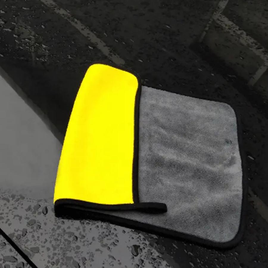 Serviette de Lavage de Voiture Épaissie Absorbante Bicolore Double Face en Polaire Corail Serviette de Lavage de Voiture Propre Maison Voiture Double Usage
