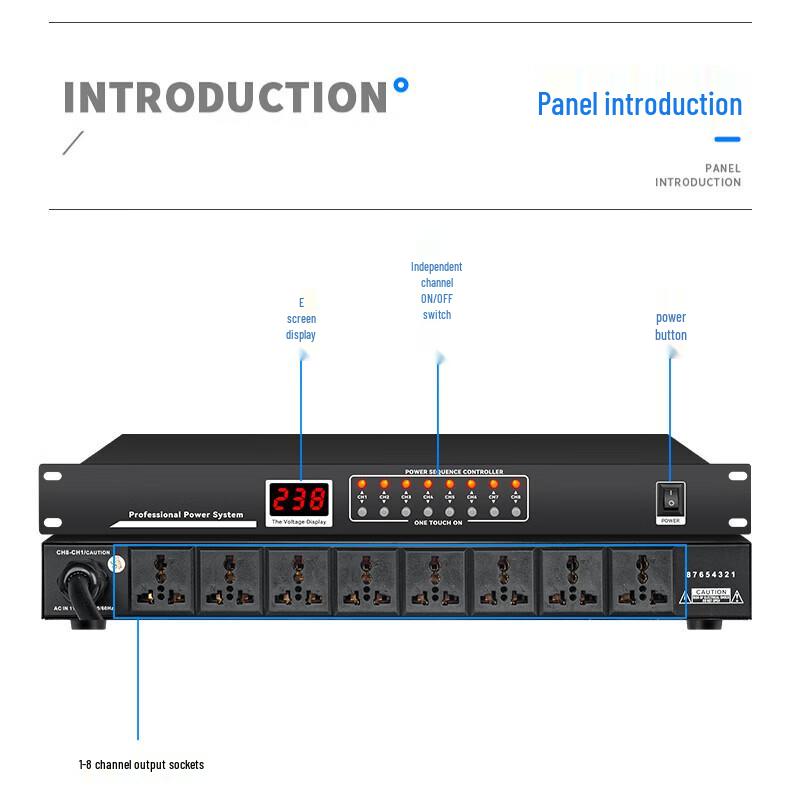 SAST SW-338V 8-Channel Power Sequencer with Voltage Display CN plug (adapter included)