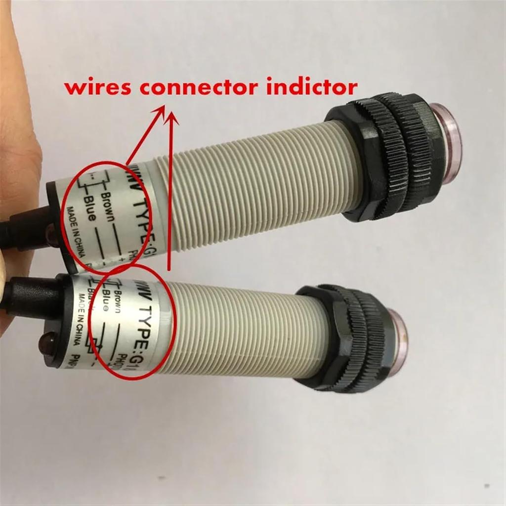 M18 Photocell Sensor Through Beam Type NPN NO/NC/NO NC Photoelectric Sensor Switch Sensing Detect Distance 5m (Color : NPN NO NC)