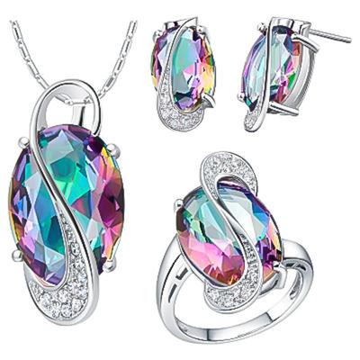 Design colorato zircone set di gioielli avvolgente collana orecchini anelli gioielli squisiti accessori di fidanzamento nuziale regalo d'amore