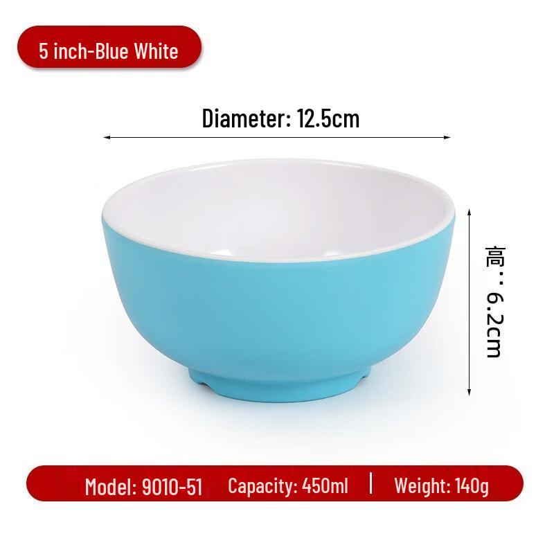 Tianyajing 5-inch Blue-White Melamine Rice Bowl Set (10 Pack)