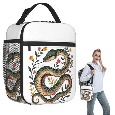 Botanical Serpent Nature Inspired Insulated Lunch Bag for Women Kids Portable Food Boxes Thermal Lunch Box Tote