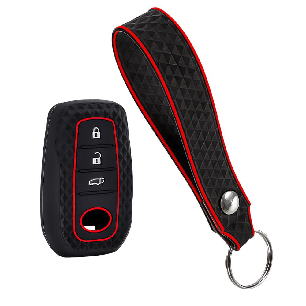 2 PC Silicone For Toyota Corolla Hatchback Cross Yaris Cross Prius Hilux Land Cruiser LC200 LC250 LC300 Car Key Case Cover Chain