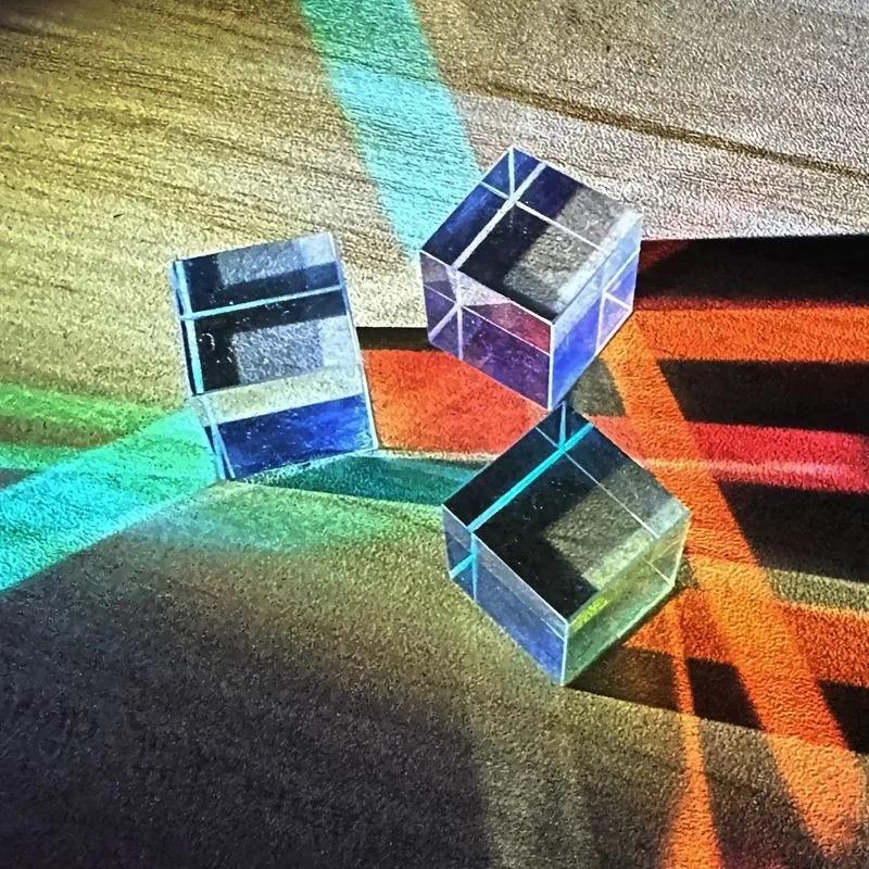 Optical Glass X-cube Dichroic Cube Prism Science Magic Prism Cube Splitter Learning Gift Idea Class Physics Learning Toy