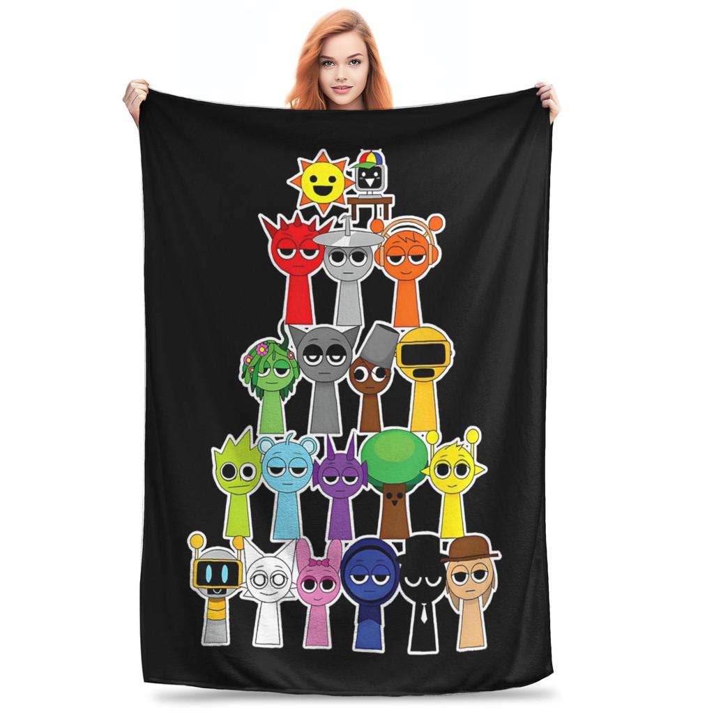 Incredibox Sprunki Game Blanket Fleece Spring/Autumn  Portable Warm Throw Blanket for Home Outdoor Plush Thin Quilt