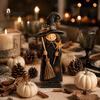 Vintage Style Witch Party Supplies Wooden Figurine, Halloween Statues with Decorations for Home Display Broom Pumpkin Black Cat, Fall Farmhouse