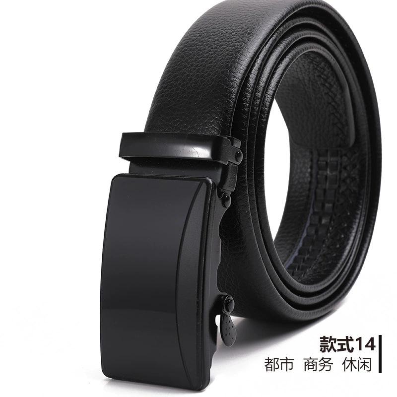 Belt Men'S Automatic Buckle Belt Lychee Pattern Hemming Belt Business Belt Stall