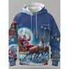 Felpa con Cappuccio a Tema Natalizio Cartone Animato per Uomo Donna Babbo Natale Renna Stampe 3D Felpe Pullover Casual Top Maglia a Maniche Lunghe