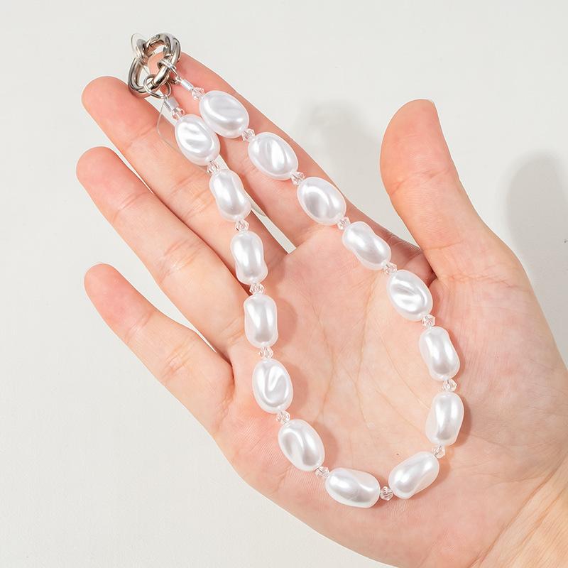 Mobile phone lanyard wrist strap simulation pearl mobile phone chain beaded mobile phone chain