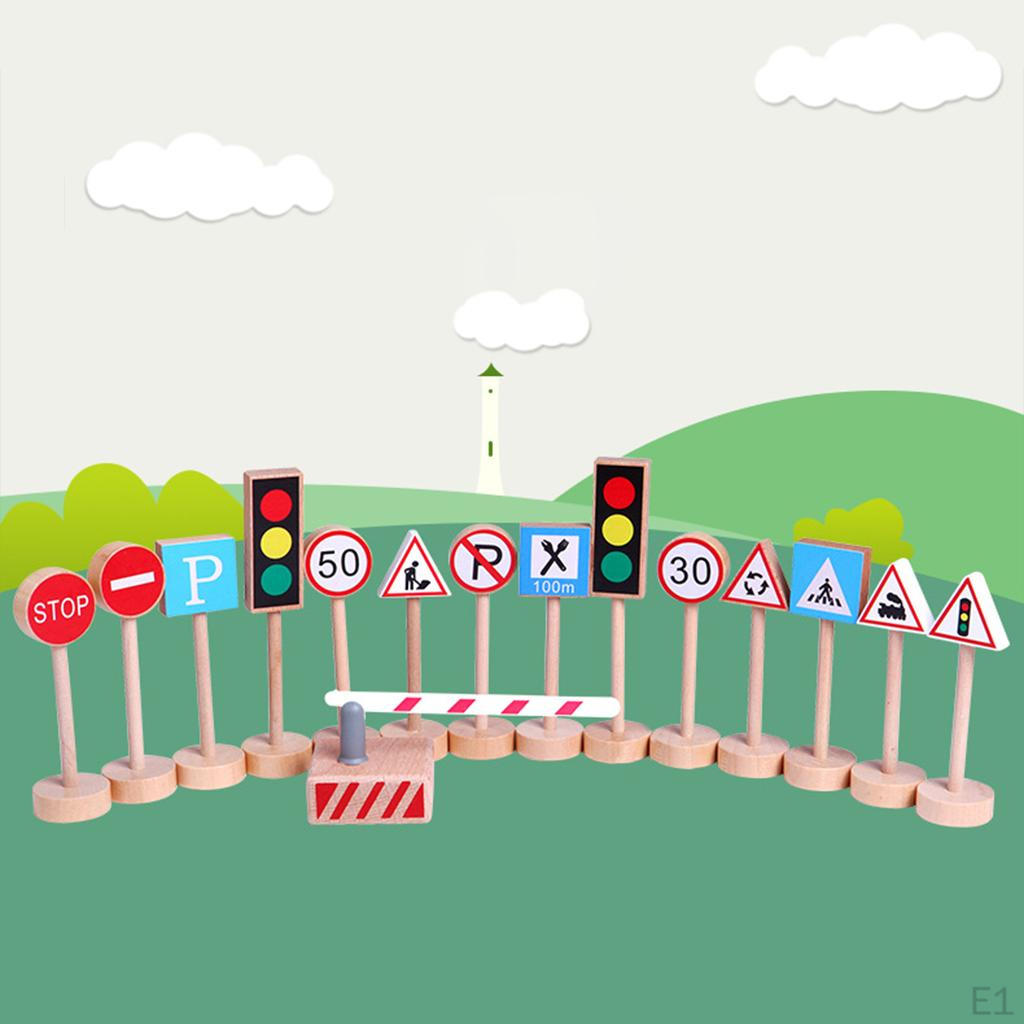 15x Wooden Crosswalk Road Sign Stop Light Teaching Early Education Kids Child Preschool for