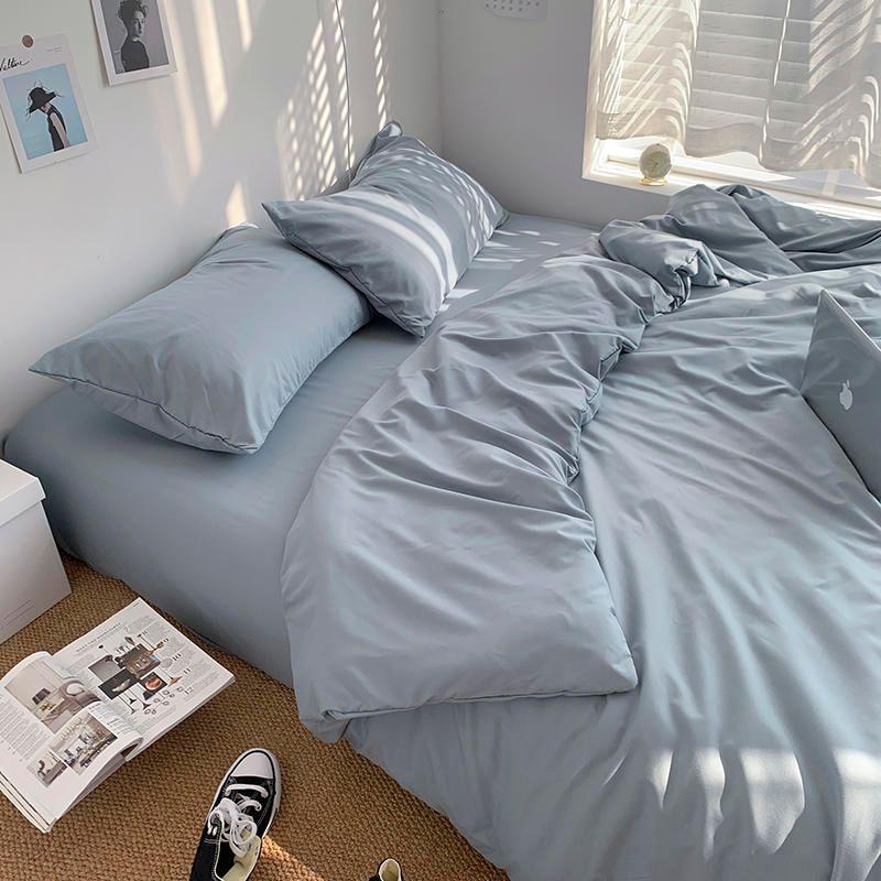 

Наньтун Домашний Текстиль Простыни Пододеяльник Комплект из Четырех Предметов Хлопок Однотонный Общежитие для Девочек Комплект из Трех Предметов Простыня на Резинке 1.2М Спать Без Постельного Белья Single quilt cover [1.5*2.0m]] Sea salt