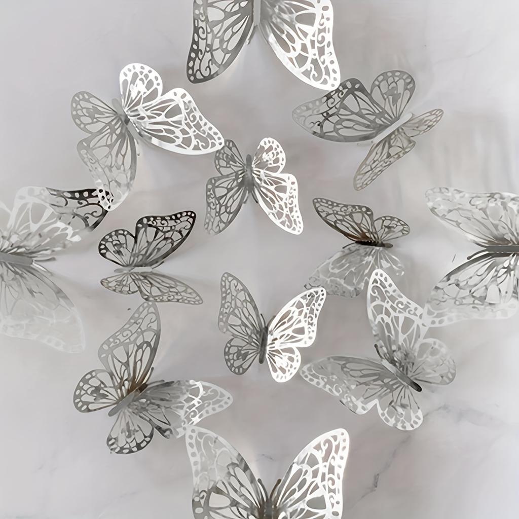 12pcs 3D Butterfly Decoration, Simulated Butterfly Stickers, Living Room Refrigerator Decoration, Background Wall Decoration