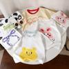 Boys T-shirts Summer Tops for Kids Cartoon Short-sleeve Girls Tees Candy Color Children Shirts Cotton Teenager Clothes