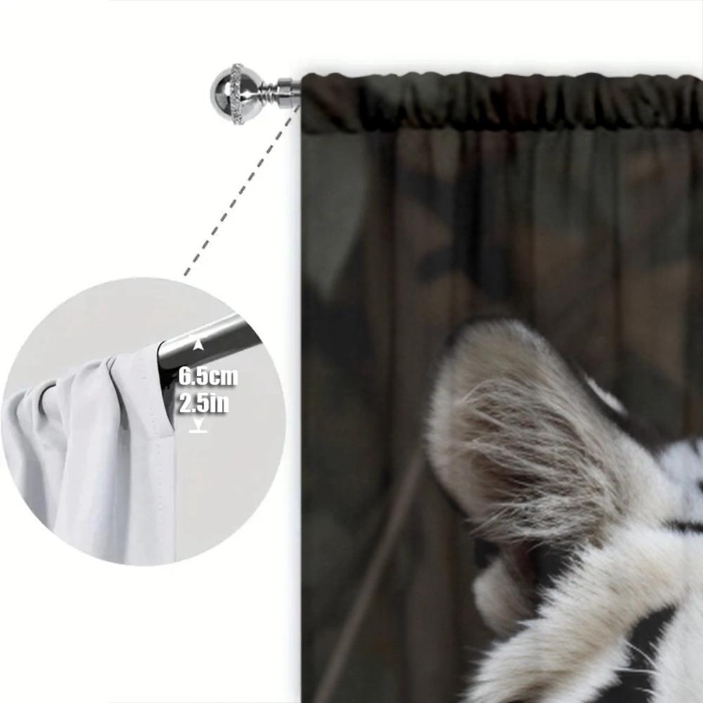 Gardin med tigertrykk for hjemmedekor - Stanglomme vindusbehandling for soverom, kjøkken, stue