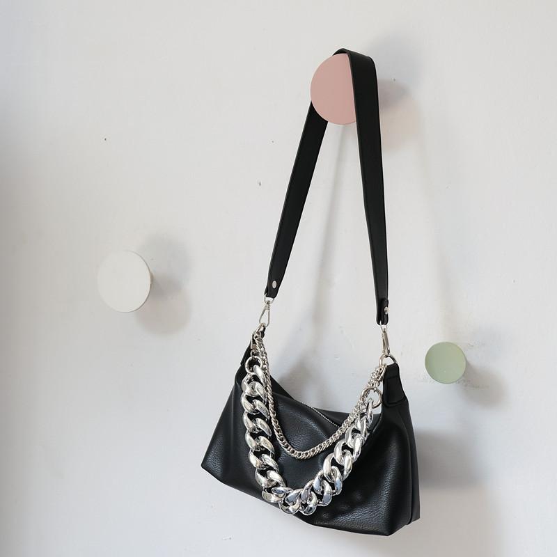 Lanț de accesorii pentru geantă de mână pentru femeie, de înlocuire detașabilă, curea din acril argintiu rece, lanț de rășină solidă pentru umăr pentru femei