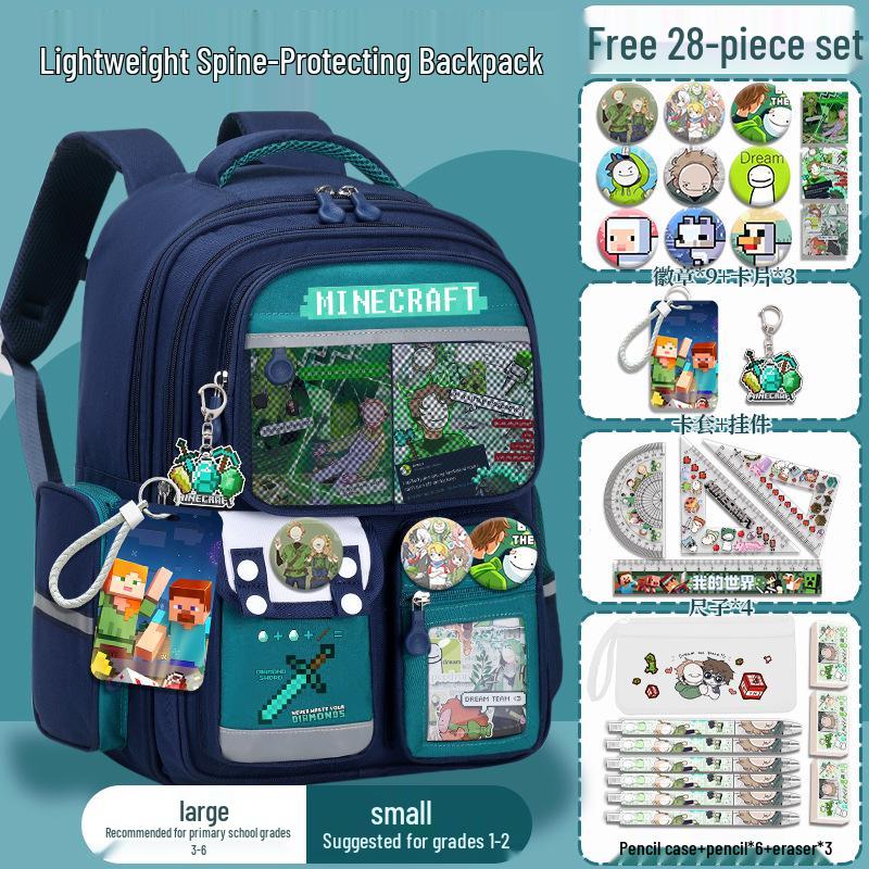 Minecraft School Backpack for Boys, Grades 3-6: Large Capacity, Lightweight, Reduces Burden
