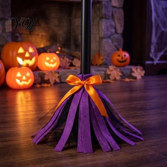 Adjustable Length Witch Broom Animated Halloween Broomstick, Sound Activated Telescope Cosplay Lightweight Festival Prop, Party Costume Accessories