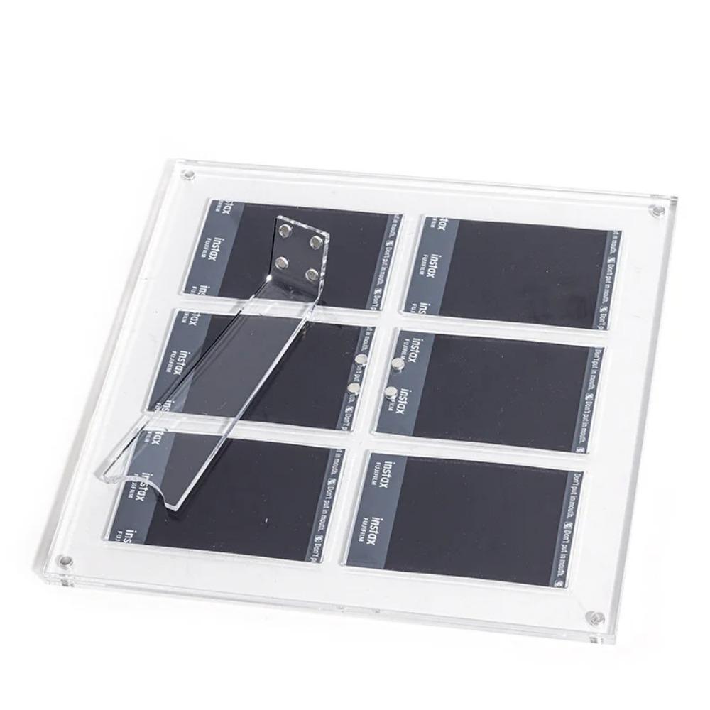 Doppelschichtiger transparenter Acrylrahmen, schwebender magnetischer Bilderrahmen für Fujifilm Instax Mini-Film mit freistehendem
