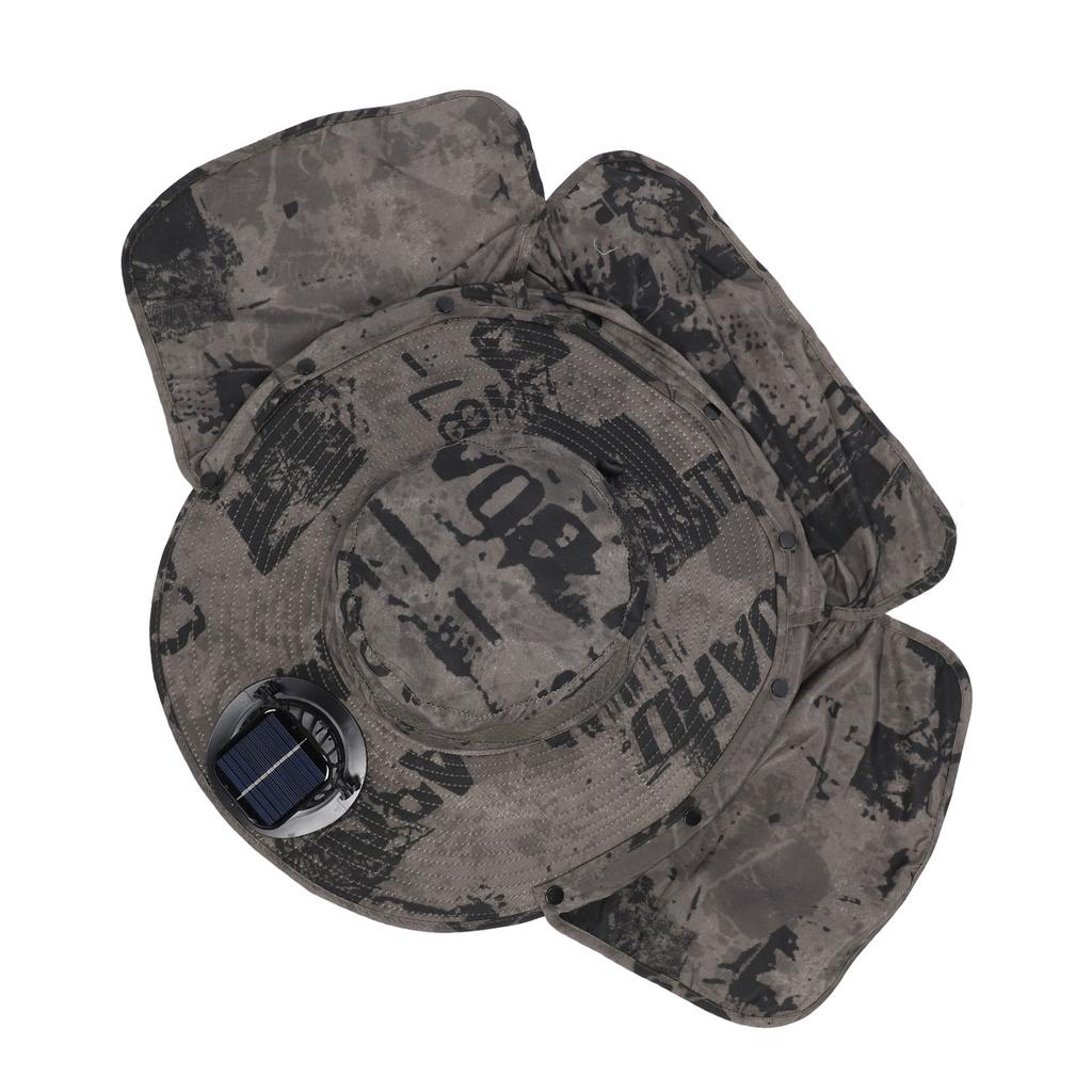 Solar Fan Sun Hat USB Rechargeable   UPF50 Waterproof Wide Brim Fishing Hat with Neck Flap for Beach Garden Outdoor Sports