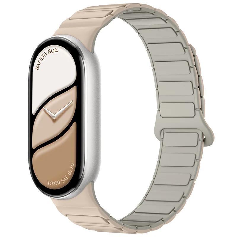 NEW Magnetic Sport Strap for Xiaomi Watch 10/9/8 Two Tone Silicone Band for Miband 10 NFC Smartwatch Replacement Bracelet