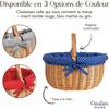 Panier pique-nique - CREATIVE HOME - Osier Pois Bleu Marine - 43x32x37 cm - Osier naturel - Ficelles amovibles