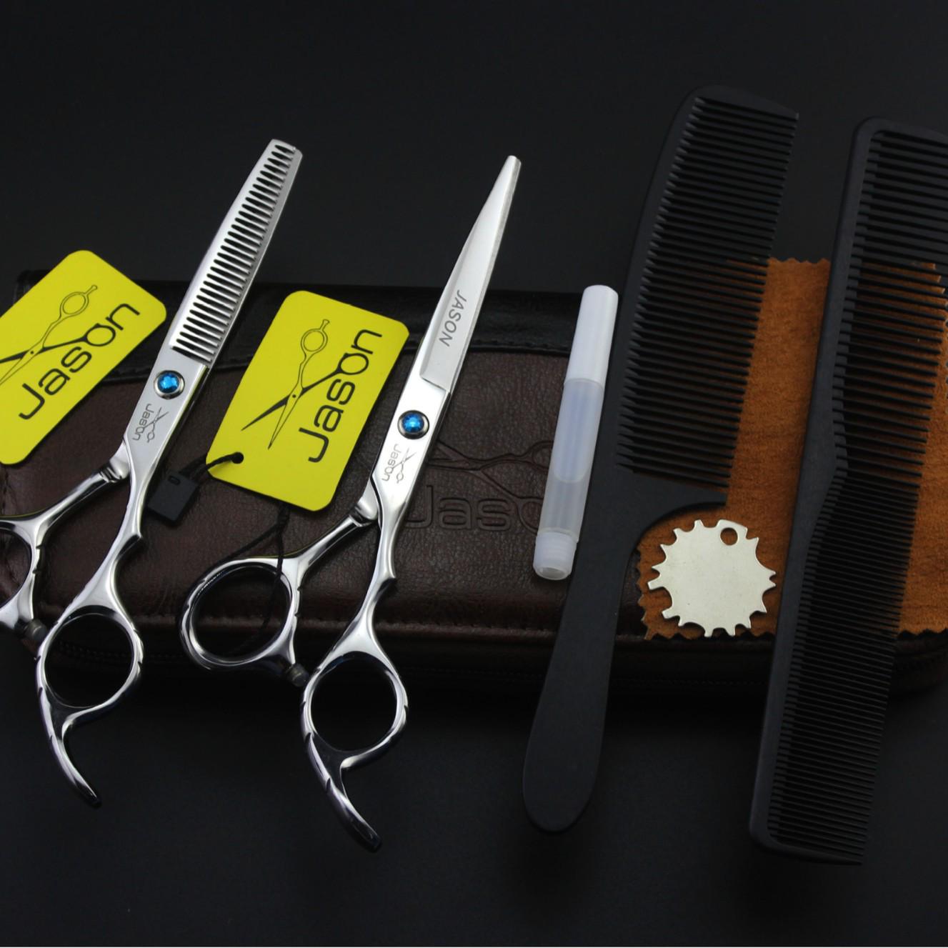 JASON HA-03 Green 6.0 Hairdressing Scissors Set - Straight & Thinning Scissors 5.5 inch set