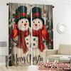 Set Of 2 Flat Printing Jit Curtains Without Rod Festive Snowmen Chic Yarn Versatile All Contemporary Made Polyester