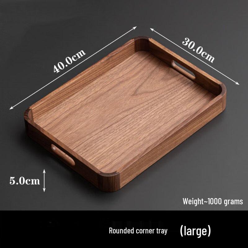 

Shangqi Whole Walnut Wood Vintage Office Desktop Round Corner Tray
