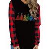 Women Fashion Tree Printed Sweater Tops Ladies Basic Chic Plaid Full Long Sleeve Knitted Pullover Ladies Casual Sweaters