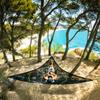 Multi-Person Triangle Hammock 3-Point Design Anti-Tipping Mesh  Portable Outdoor Camping Hammock for Garden Travel Backyard