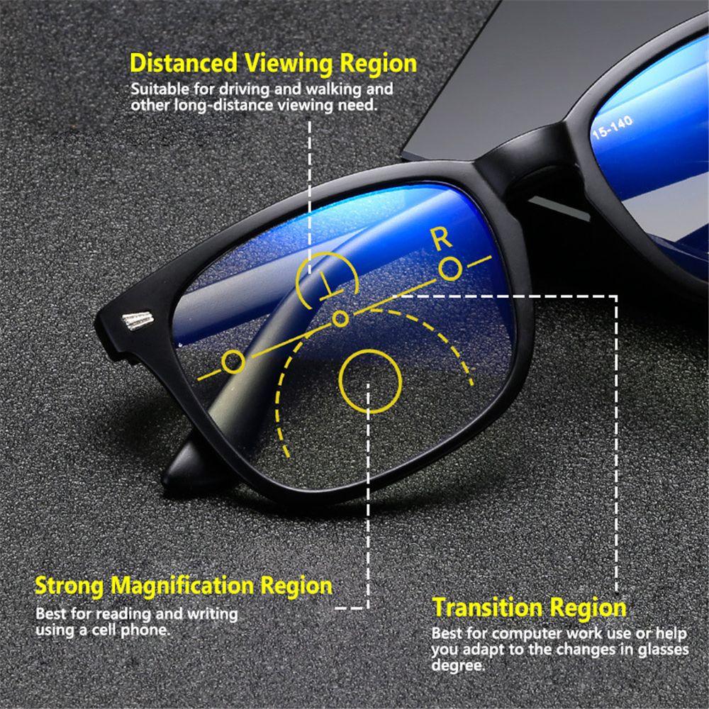Vintage Far and Near Dual-use Spring Hinge Readers Progressive Multifocus Reading Glasses Anti Blue Light Presbyopic Glasses
