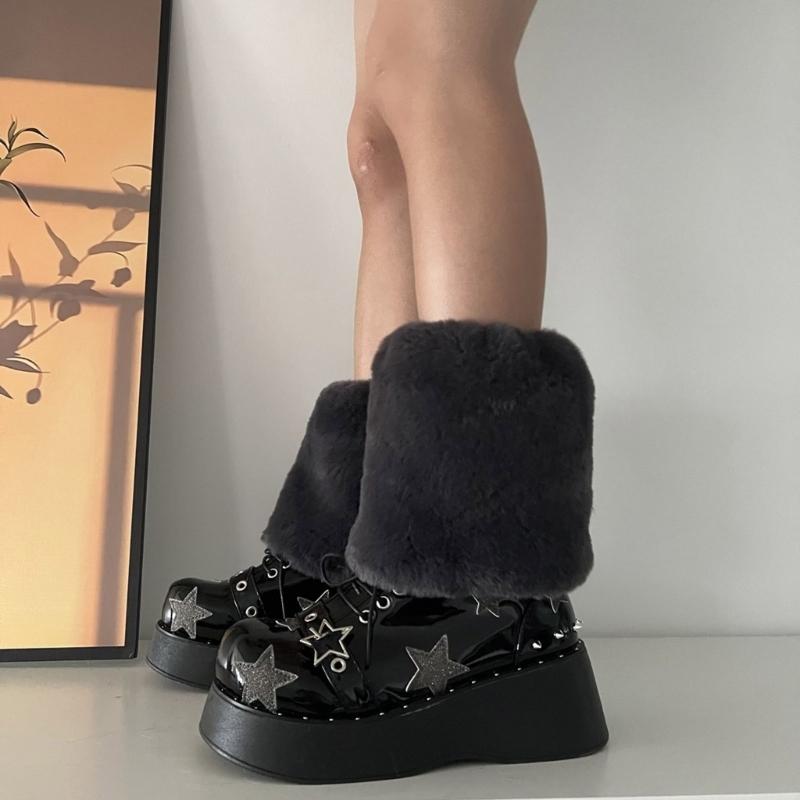 Women Furs Leg Warmer Winter Furry Long Boot Cuffs Fuzzy Shoe Cover Party Costume for Holiday Festival Performances Play